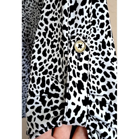 Michael Michael Kors Women's XL Half Zip Button Tab Sleeve V-Neck Multicolor Top - Picture 6 of 9